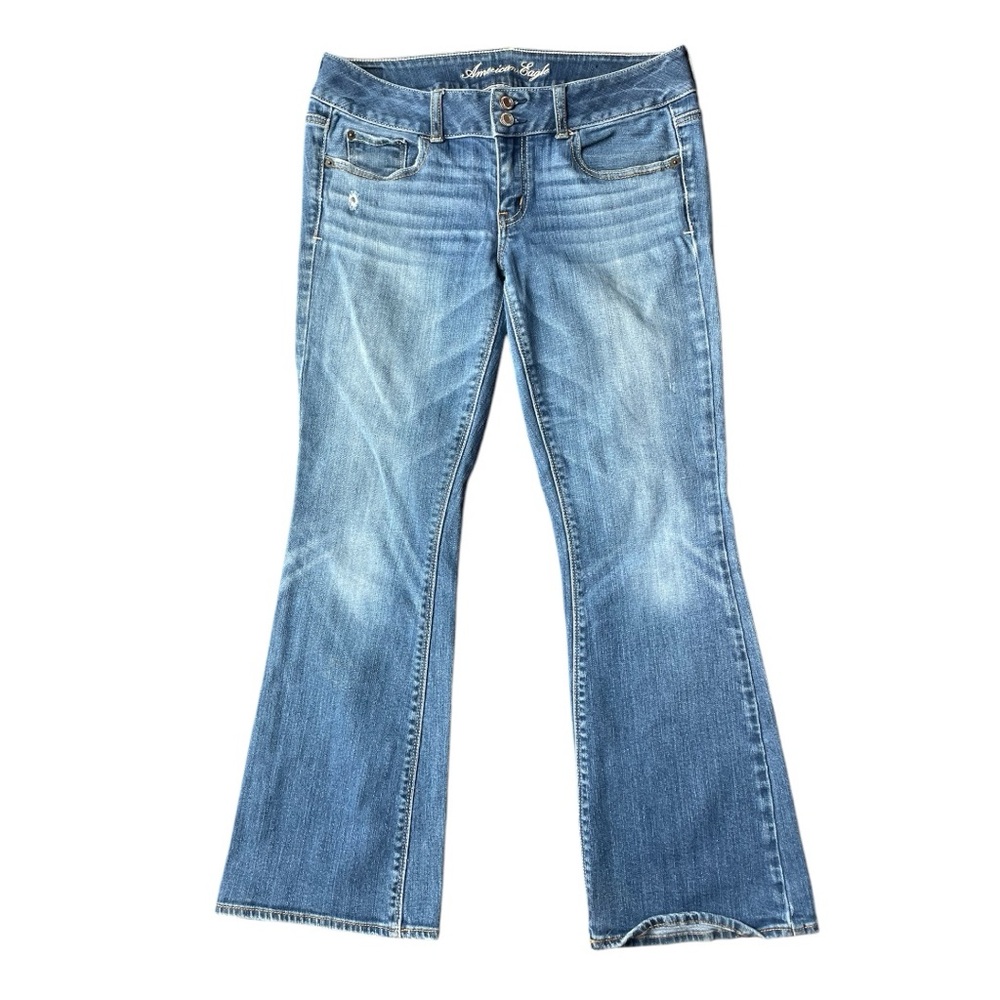American Eagle Artist Jeans 8 Womens Bootcut Stretch Medium Light Wash Wide Leg
